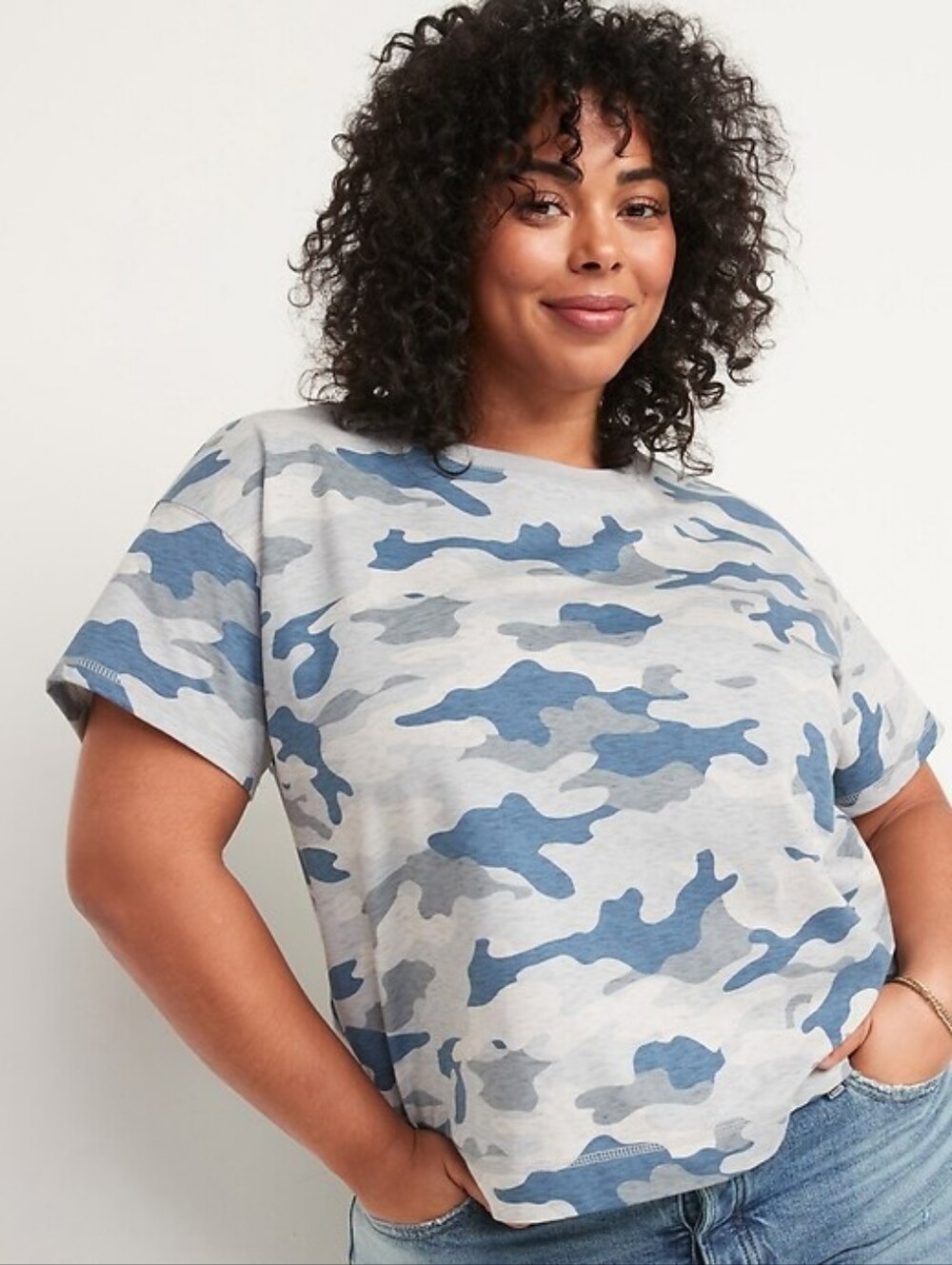 OLD NAVY Women's Short Sleeve Camo Tee - Blue and Gray Size 4X EUC